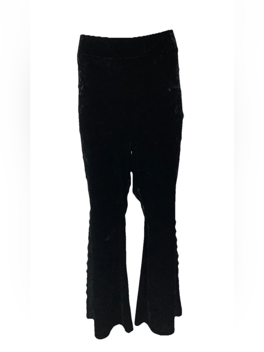Torrid Festi Sz 2X Stretch Velvet Lace Side Flare Festival Boho Pants Black - Picture 2 of 9